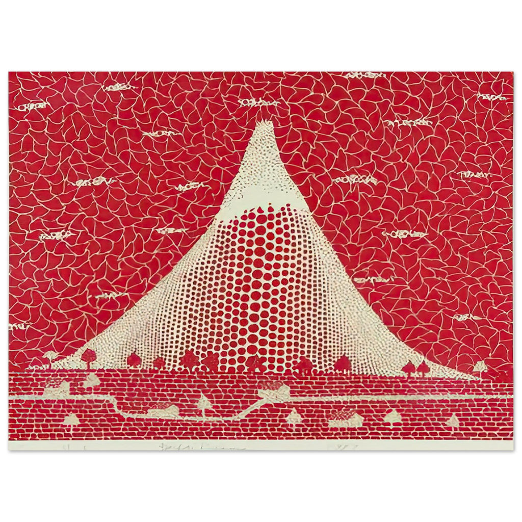 Yayoi Kusama poster — Mt. Fuji takes a single iconic mountain and turns it into a meditation on shape, place and, 15x20 cm / 6x8″