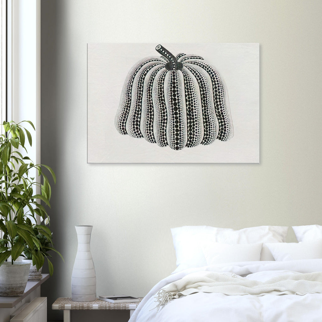 Yayoi Kusama canvas print — Pumpkin [Kusama 201] revisits Kusama’s best-known vegetable through the relationship between its distinctive form and repeating ornament