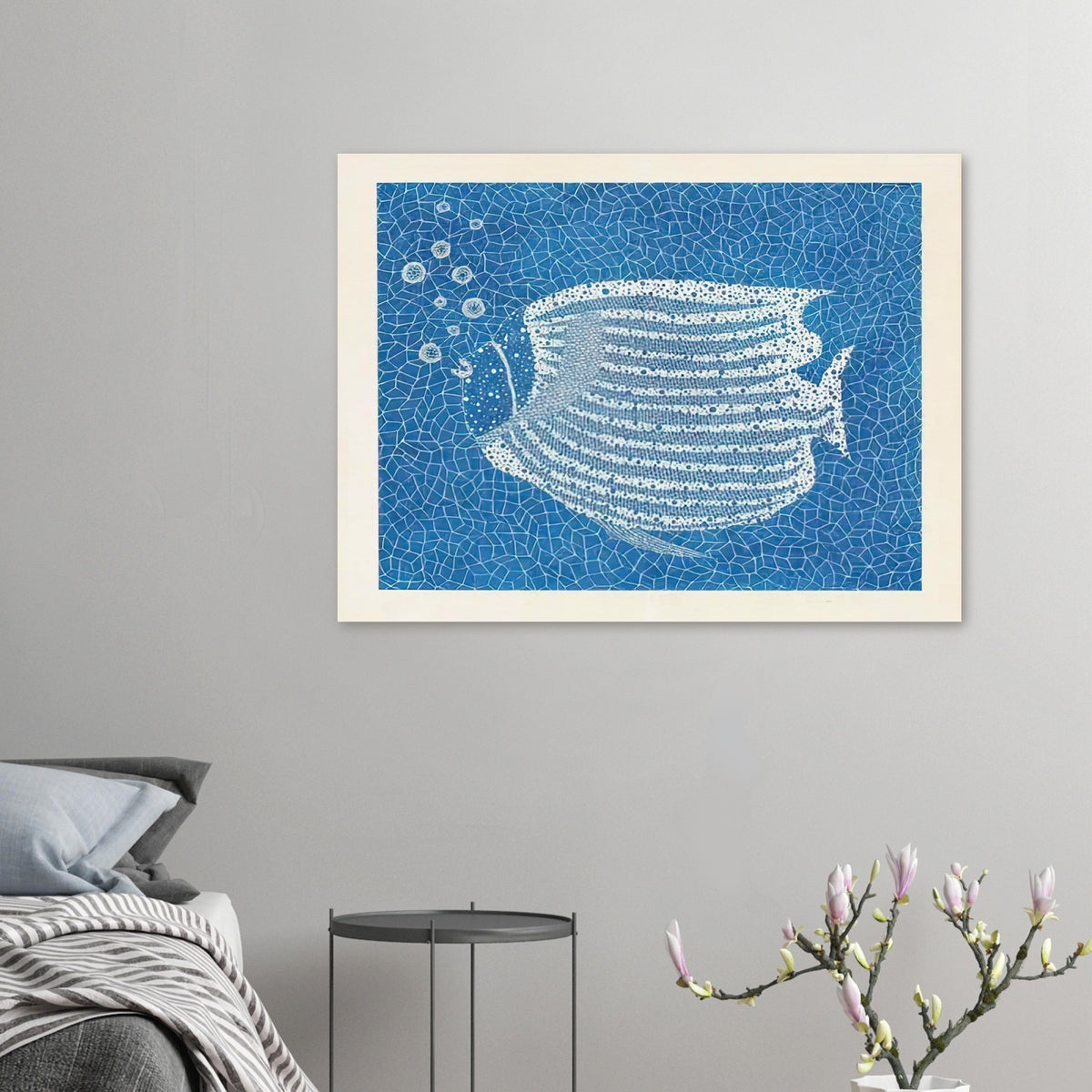Yayoi Kusama poster — Fish (2) gives the fish’s streamlined body and sense of underwater movement a graphic role