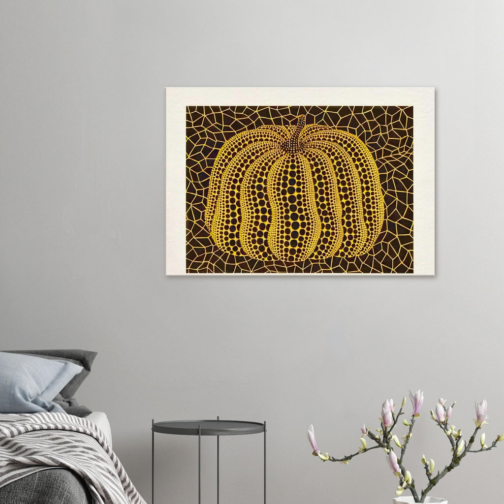 Yayoi Kusama canvas print — Small Pumpkin focuses on a compact, approachable version of Kusama’s most familiar motif