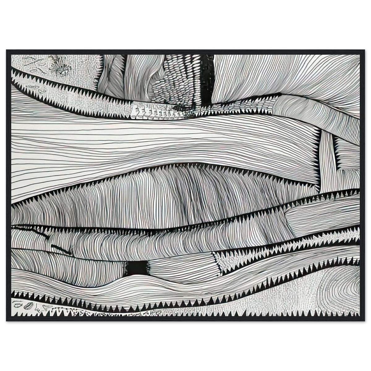 Yayoi Kusama framed print — Waves at Daybreak depicts the sea through the evocative meeting of moving water and the first light of morning, black frame, 60x80 cm / 24x32″