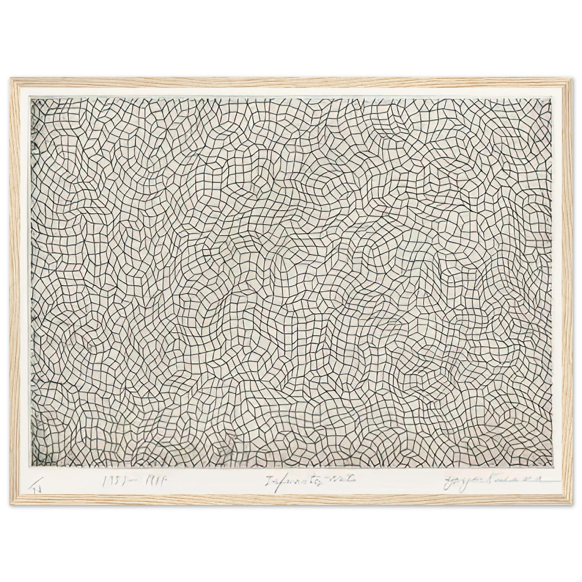 Yayoi Kusama framed print — Infinity Nets [Kusama 51] explores Kusama’s Infinity Net as a field built from countless repeated marks, wood frame, 45x60 cm / 18x24″