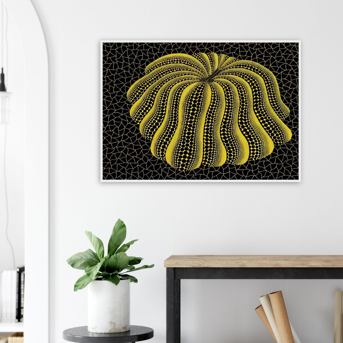 Yayoi Kusama framed print — Napping Pumpkin gives the artist’s beloved gourd a gently humorous, almost human personality