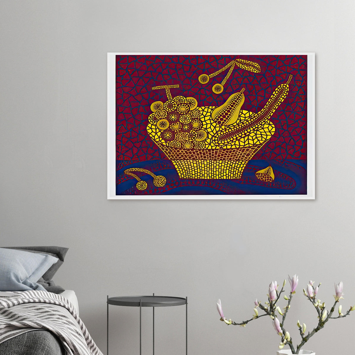 Yayoi Kusama framed print — Fruit Basket (2) by Yayoi Kusama explores one of the artist’s recurring subjects: the abundance of ordinary fruit
