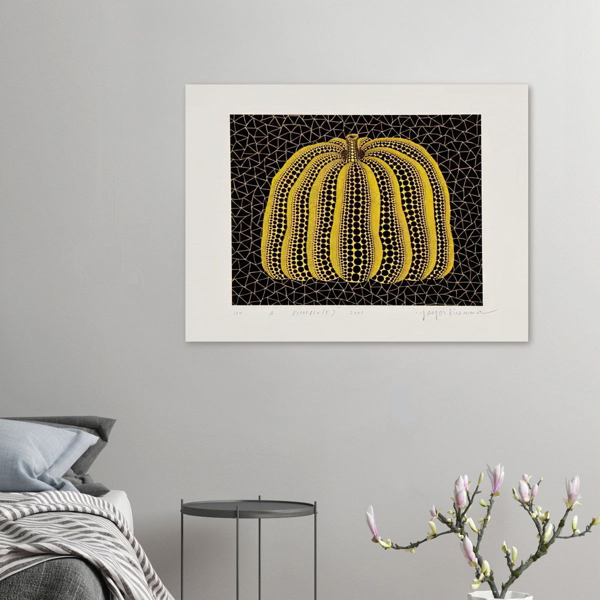 Yayoi Kusama poster — Pumpkin (Y) is one precisely named variation on Yayoi Kusama’s iconic pumpkin theme