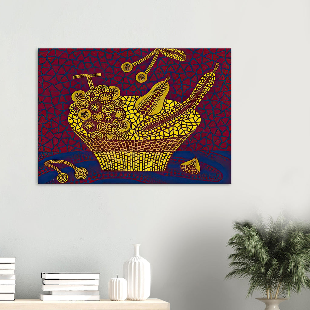 Yayoi Kusama canvas print — Fruit Basket (2) by Yayoi Kusama explores one of the artist’s recurring subjects: the abundance of ordinary fruit