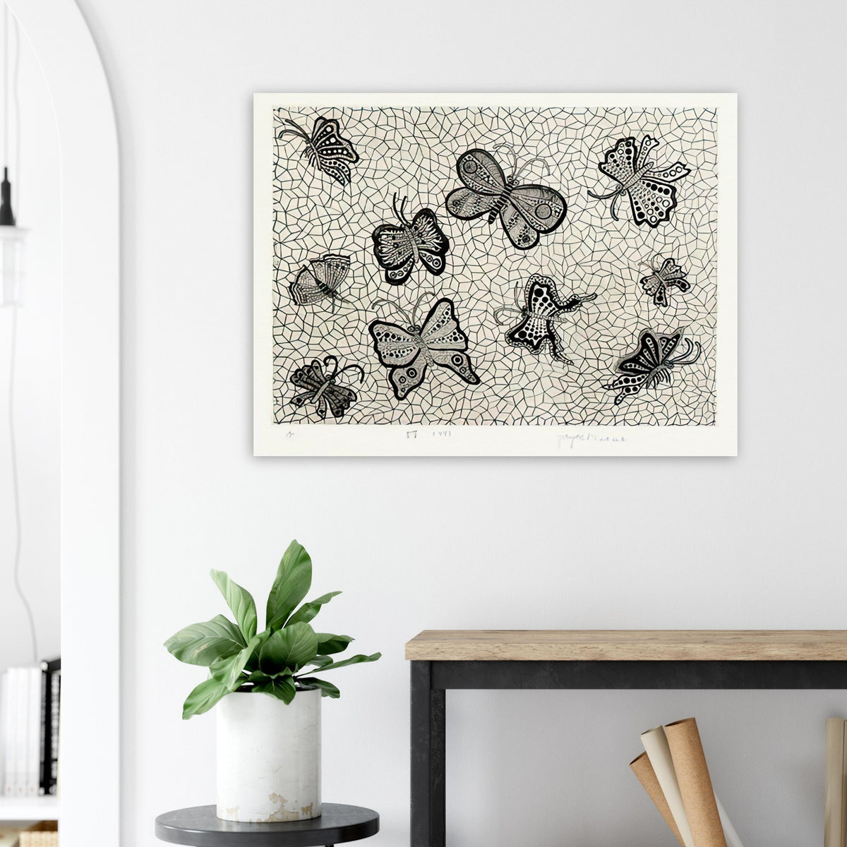 Yayoi Kusama poster — Butterflies draws on the delicate symmetry and movement of a familiar insect, a recurring subject in Kusama’s printmaking