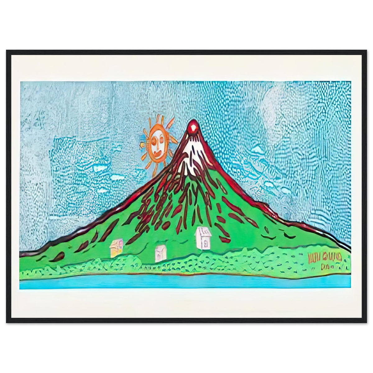 Yayoi Kusama framed print — Mt. Fuji in Seven Colours: All About Mt. Fuji That I Have Loved My Whole Life is, black frame, 60x80 cm / 24x32″