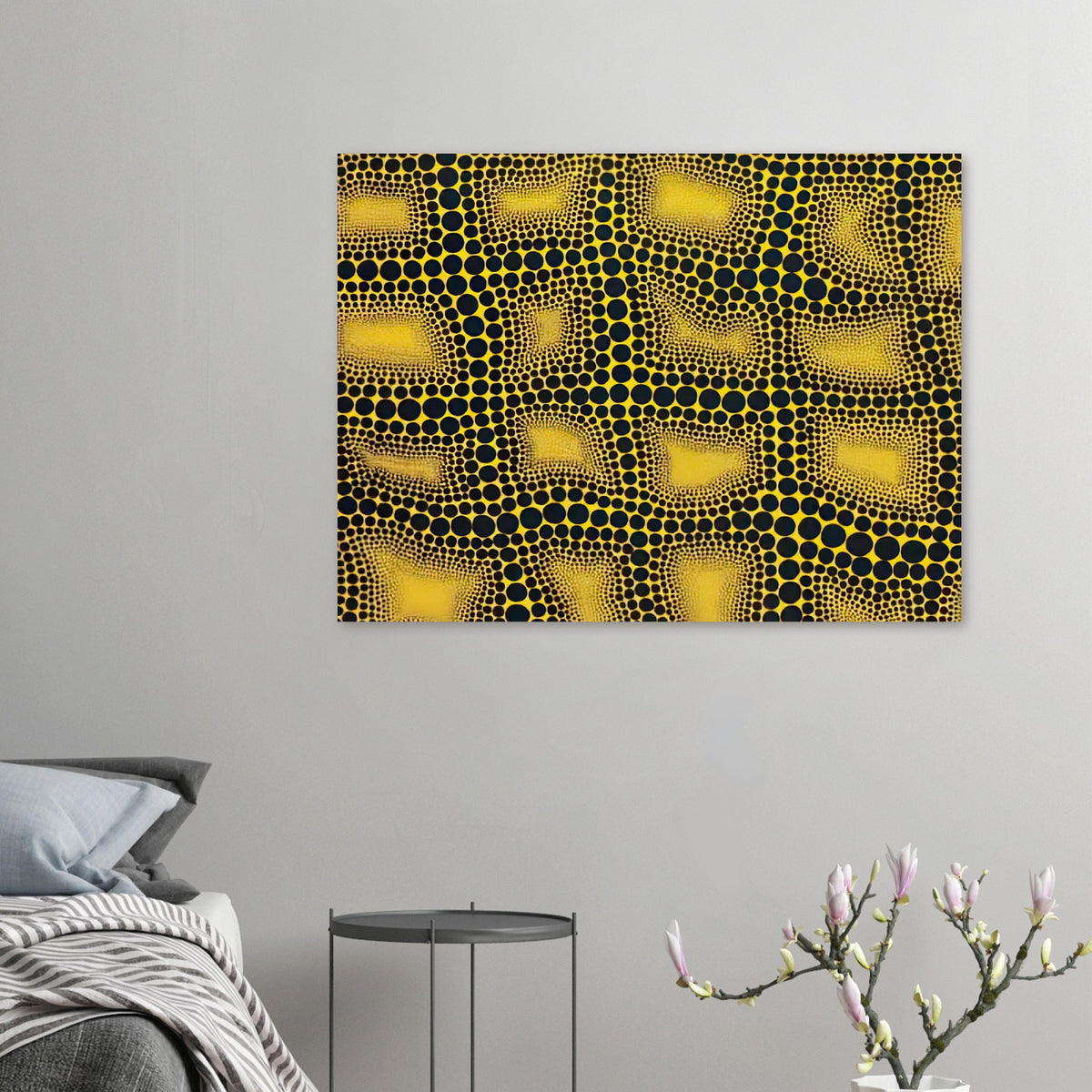 Yayoi Kusama poster — Town introduces a built environment into Kusama’s range of natural and domestic subjects
