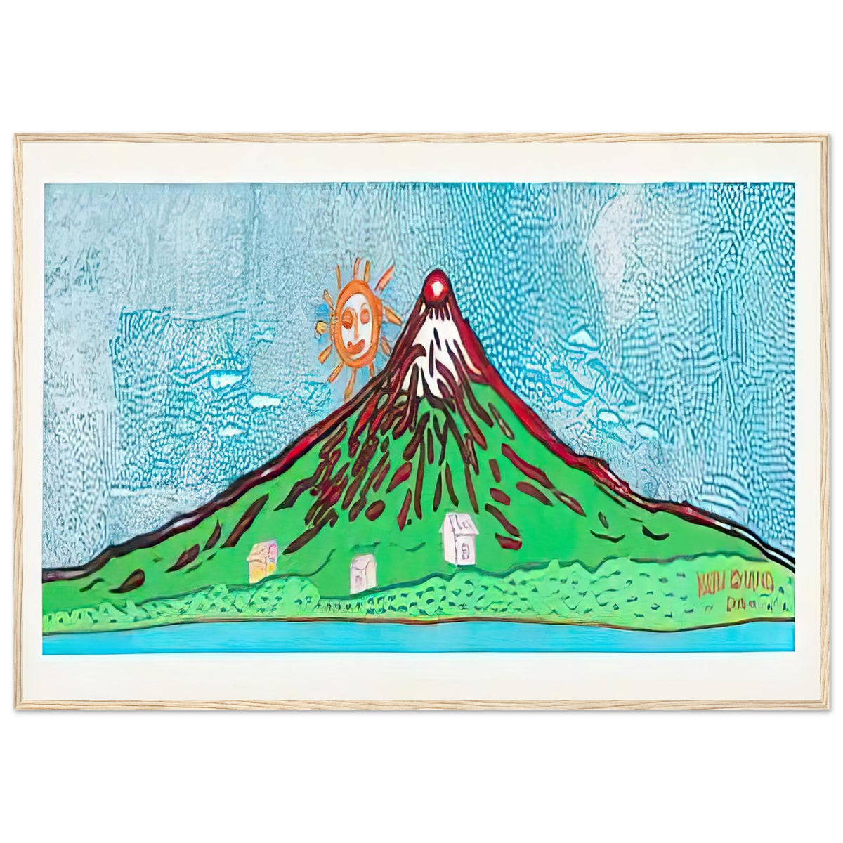 Yayoi Kusama framed print — Mt. Fuji in Seven Colours: All About Mt. Fuji That I Have Loved My Whole Life is, wood frame, 70x100 cm / 28x40″