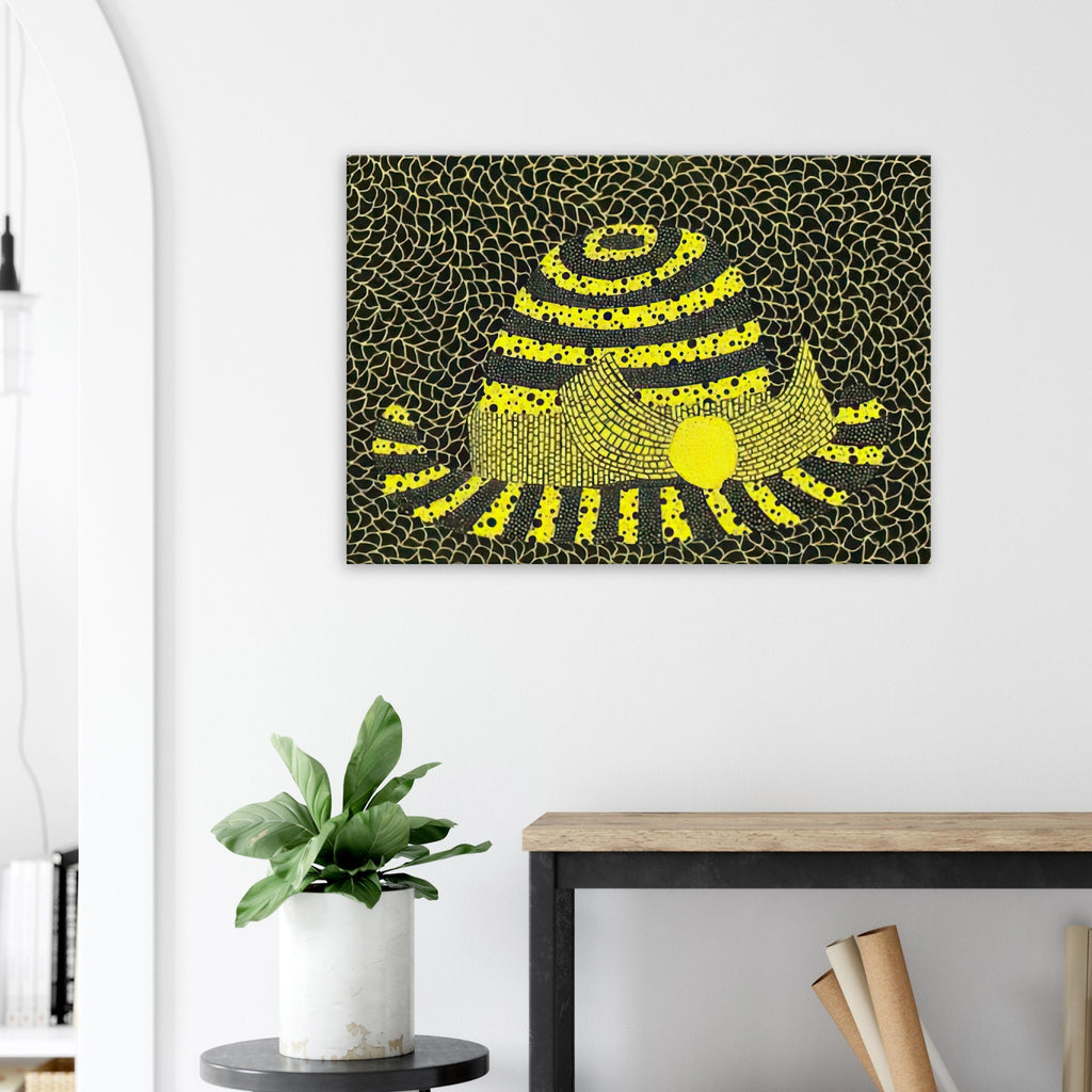 Yayoi Kusama canvas print — Hat (3) turns an everyday hat into a subject for playful observation