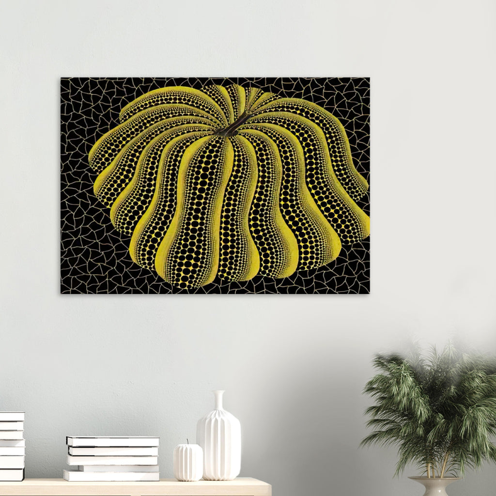 Yayoi Kusama canvas print — Napping Pumpkin gives the artist’s beloved gourd a gently humorous, almost human personality