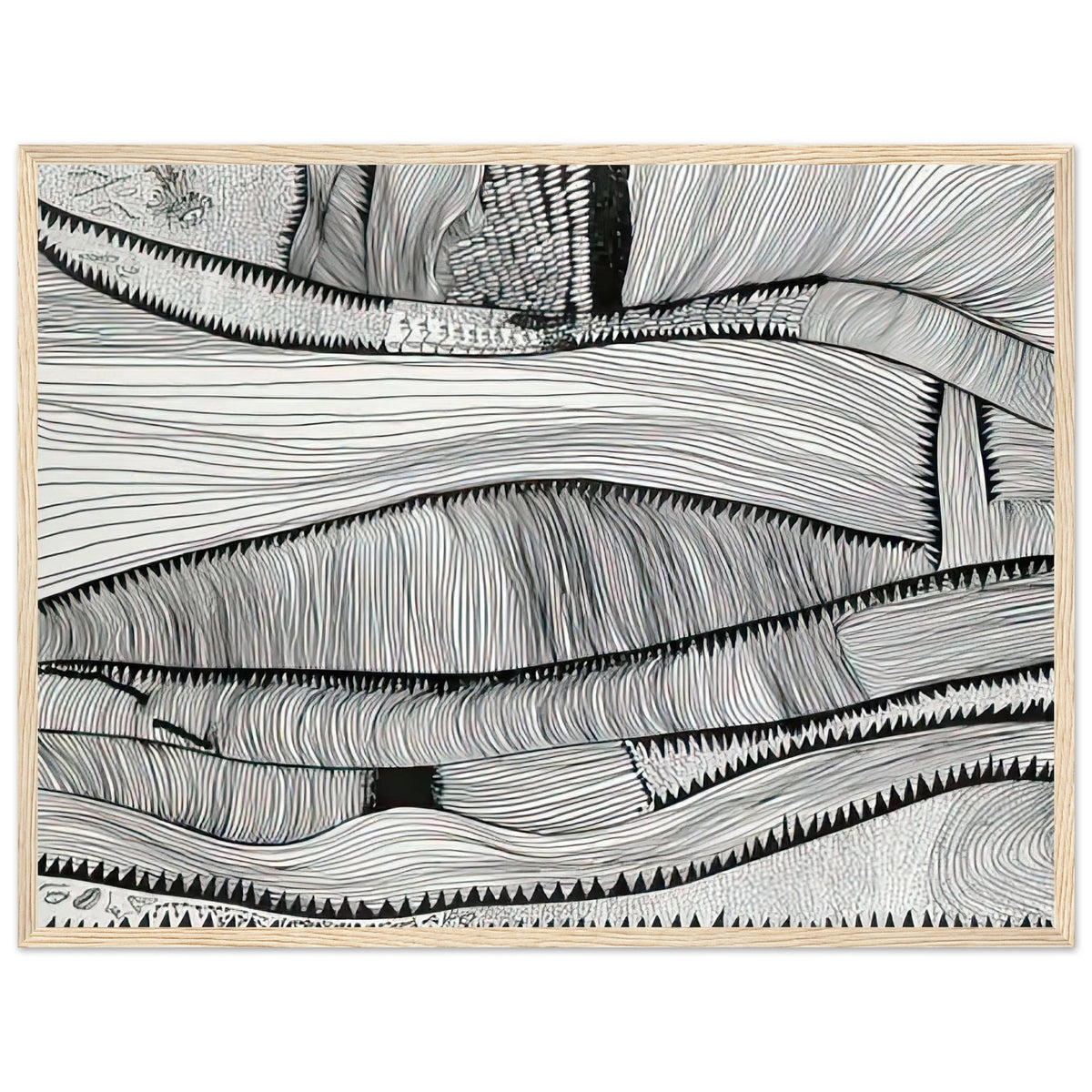 Yayoi Kusama framed print — Waves at Daybreak depicts the sea through the evocative meeting of moving water and the first light of morning, wood frame, 45x60 cm / 18x24″
