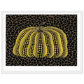 Yayoi Kusama framed print — Pumpkin (YB-B) [Kusama 327] revisits Kusama’s best-known vegetable through the relationship between its distinctive form and repeating ornament, white frame, 30x40 cm / 12x16″
