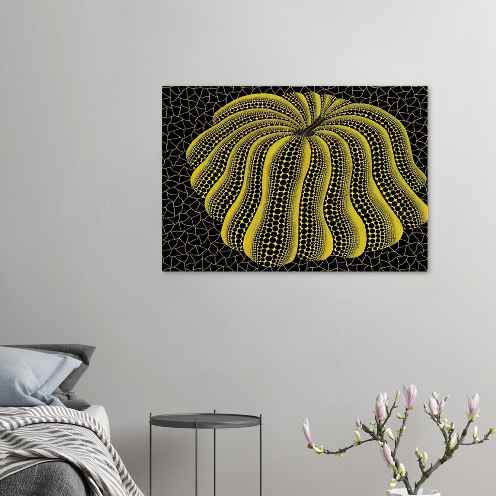 Yayoi Kusama canvas print — Napping Pumpkin gives the artist’s beloved gourd a gently humorous, almost human personality