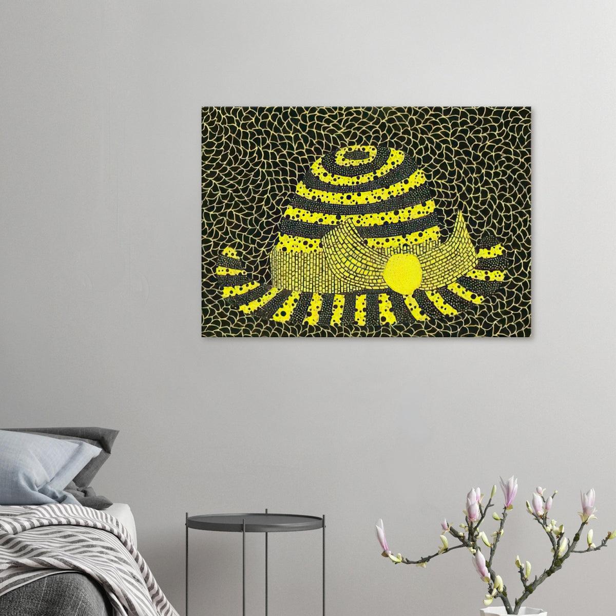 Yayoi Kusama canvas print — Hat (3) turns an everyday hat into a subject for playful observation