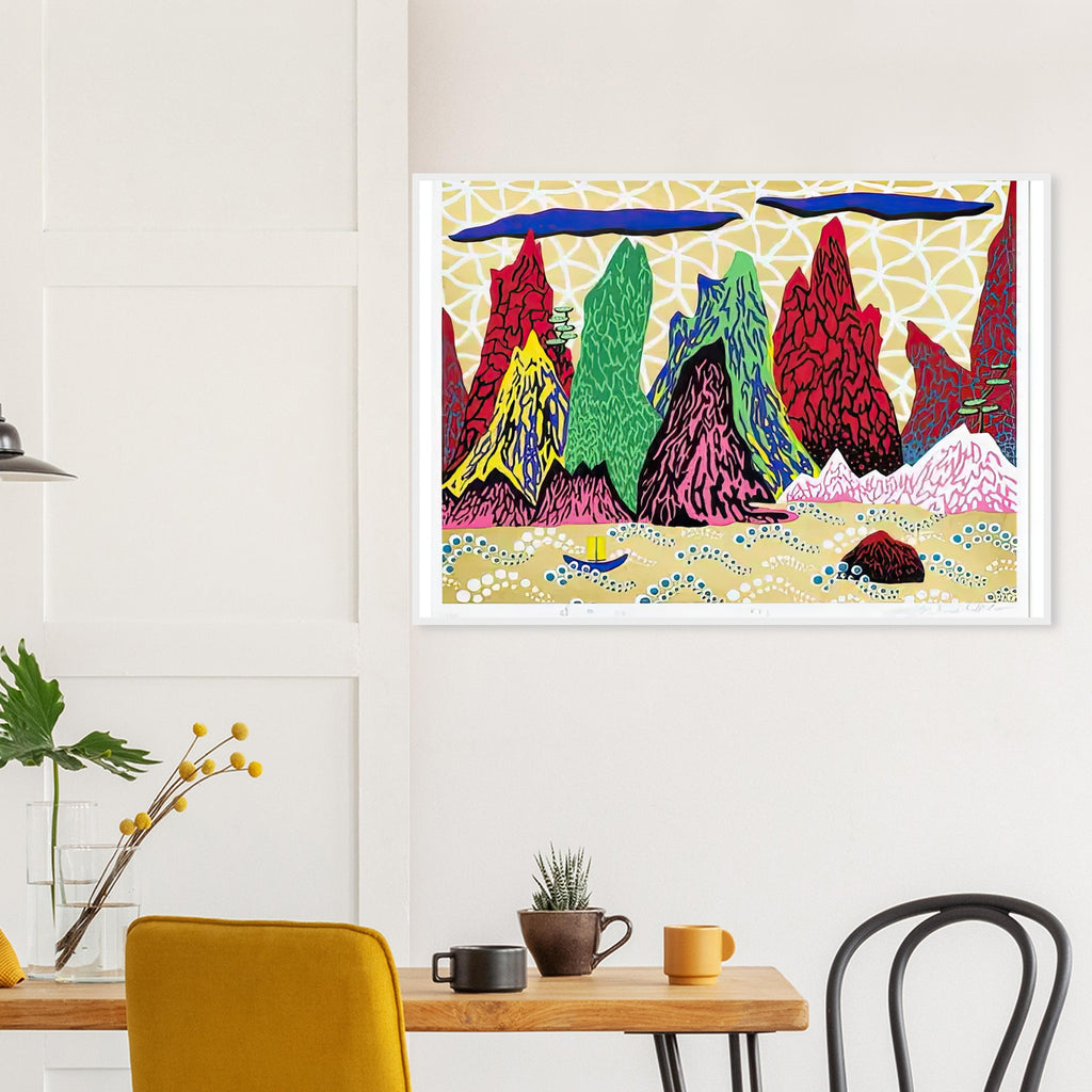 Yayoi Kusama framed print — Yangtze River identifies one of Asia’s great waterways, bringing a geographical and atmospheric subject into Kusama’s oeuvre