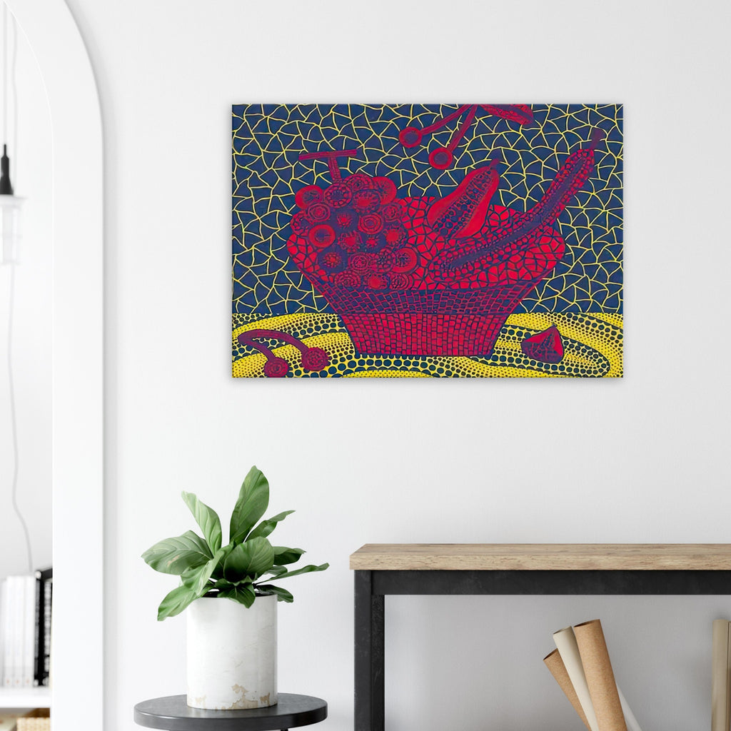 Yayoi Kusama canvas print — Fruit Basket (5) by Yayoi Kusama explores one of the artist’s recurring subjects: the abundance of ordinary fruit