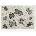 Yayoi Kusama poster — Butterflies draws on the delicate symmetry and movement of a familiar insect, a recurring subject in Kusama’s printmaking, 15x20 cm / 6x8″