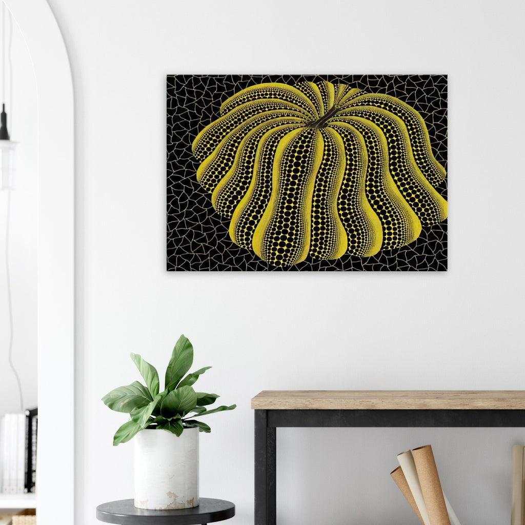 Yayoi Kusama canvas print — Napping Pumpkin gives the artist’s beloved gourd a gently humorous, almost human personality