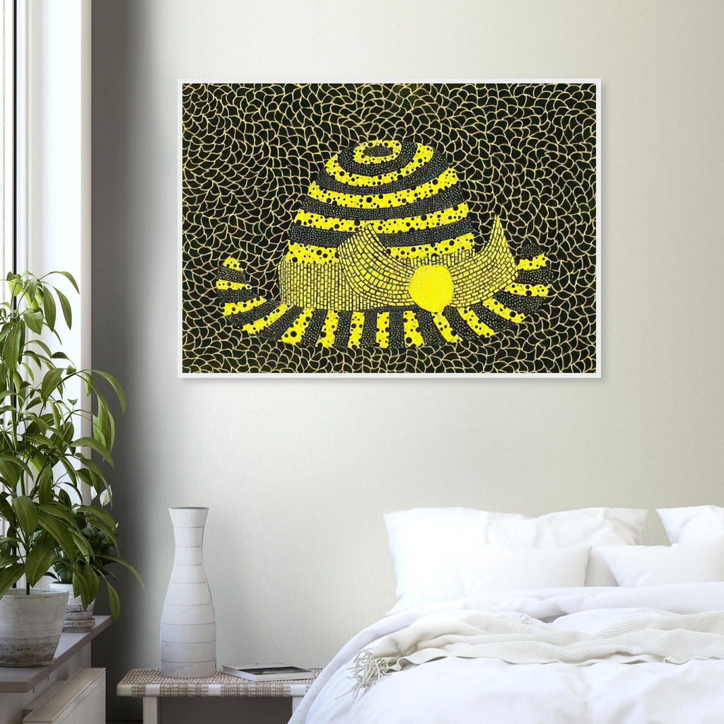 Yayoi Kusama framed print — Hat (3) turns an everyday hat into a subject for playful observation