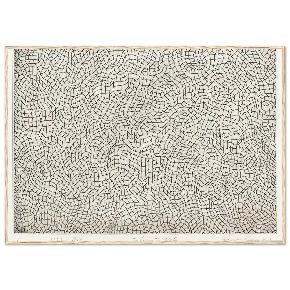 Yayoi Kusama framed print — Infinity Nets [Kusama 51] explores Kusama’s Infinity Net as a field built from countless repeated marks, wood frame, 70x100 cm / 28x40″