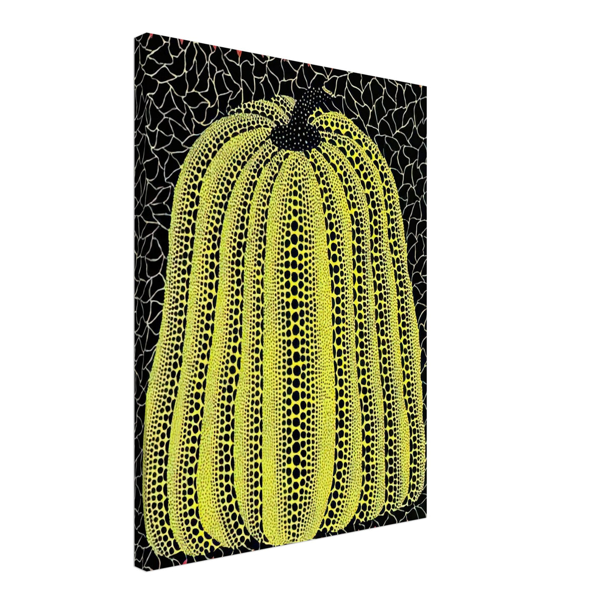 Yayoi Kusama canvas print — In this early-numbered yellow pumpkin listing, the cheerful color suggests the warmth Kusama associates with her favorite gourd, 45x60 cm / 18x24″