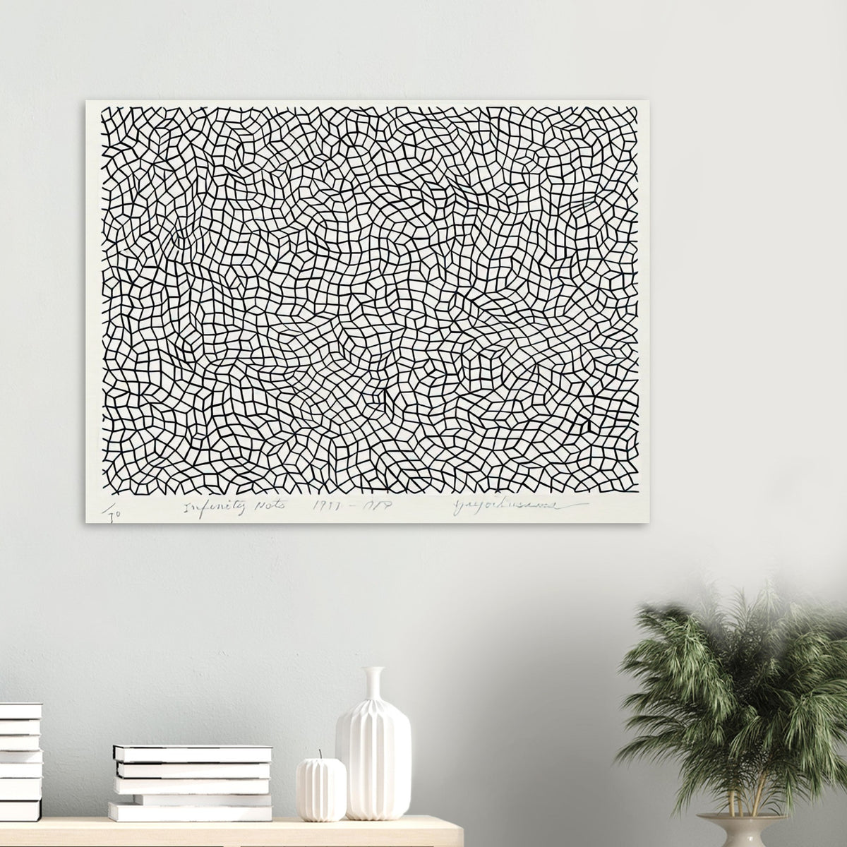 Yayoi Kusama poster — Infinity Nets [Kusama 48] explores Kusama’s Infinity Net as a field built from countless repeated marks