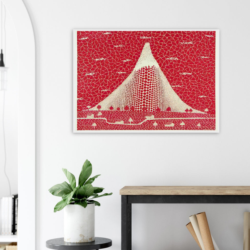 Yayoi Kusama framed print — Mt. Fuji takes a single iconic mountain and turns it into a meditation on shape, place and