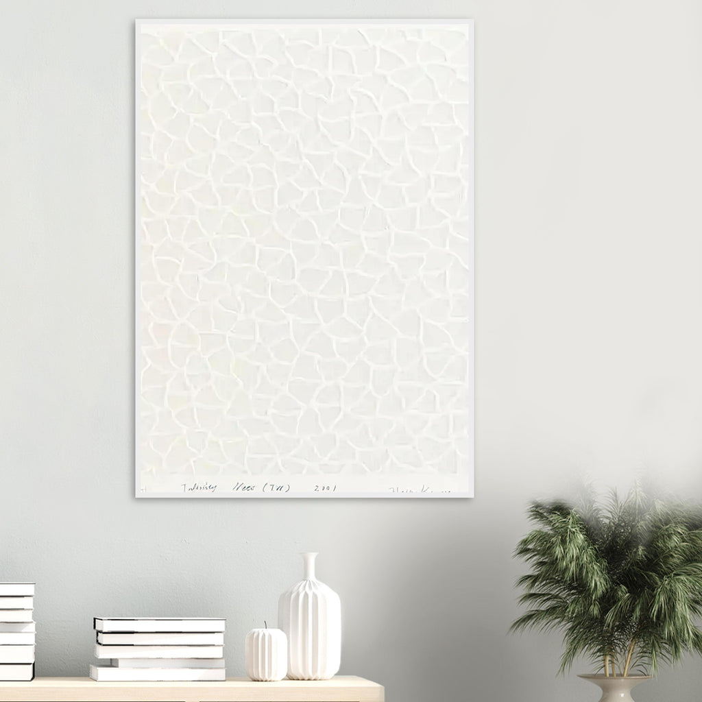 Yayoi Kusama framed print — The letter code TW identifies a specific Infinity Nets work