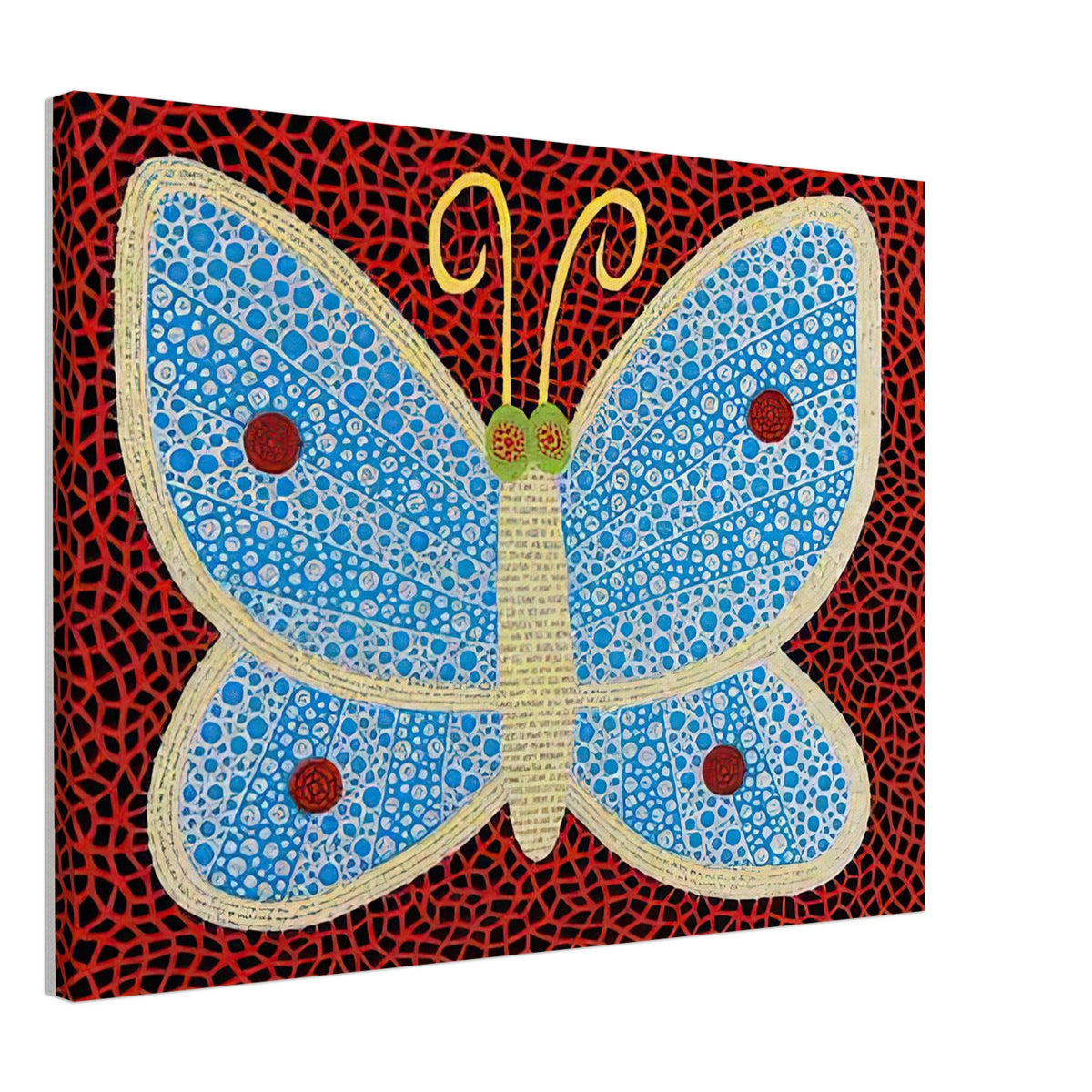 Yayoi Kusama canvas print — Papillon II from Amour pour Toujours explores the butterfly as a symbol of delicacy and transformation, 45x60 cm / 18x24″
