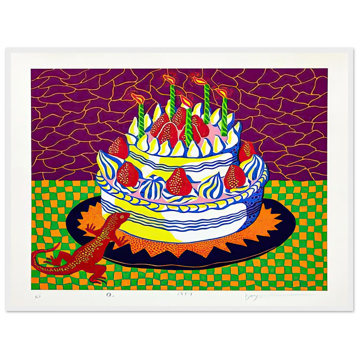 Yayoi Kusama framed print — Night introduces a quieter, open-ended atmosphere into a body of work often associated with highly charged repetition, white frame, 60x80 cm / 24x32″