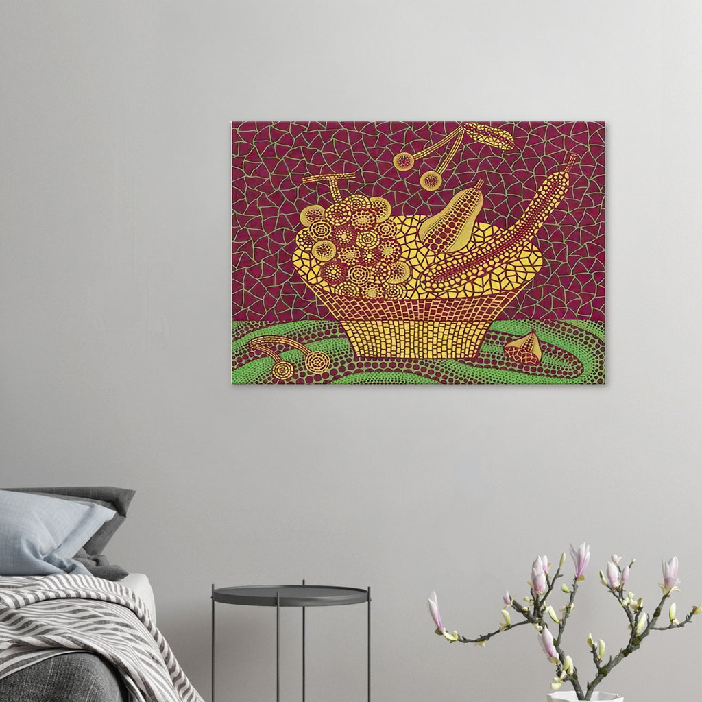 Yayoi Kusama canvas print — Fruit Basket (3) by Yayoi Kusama explores one of the artist’s recurring subjects: the abundance of ordinary fruit