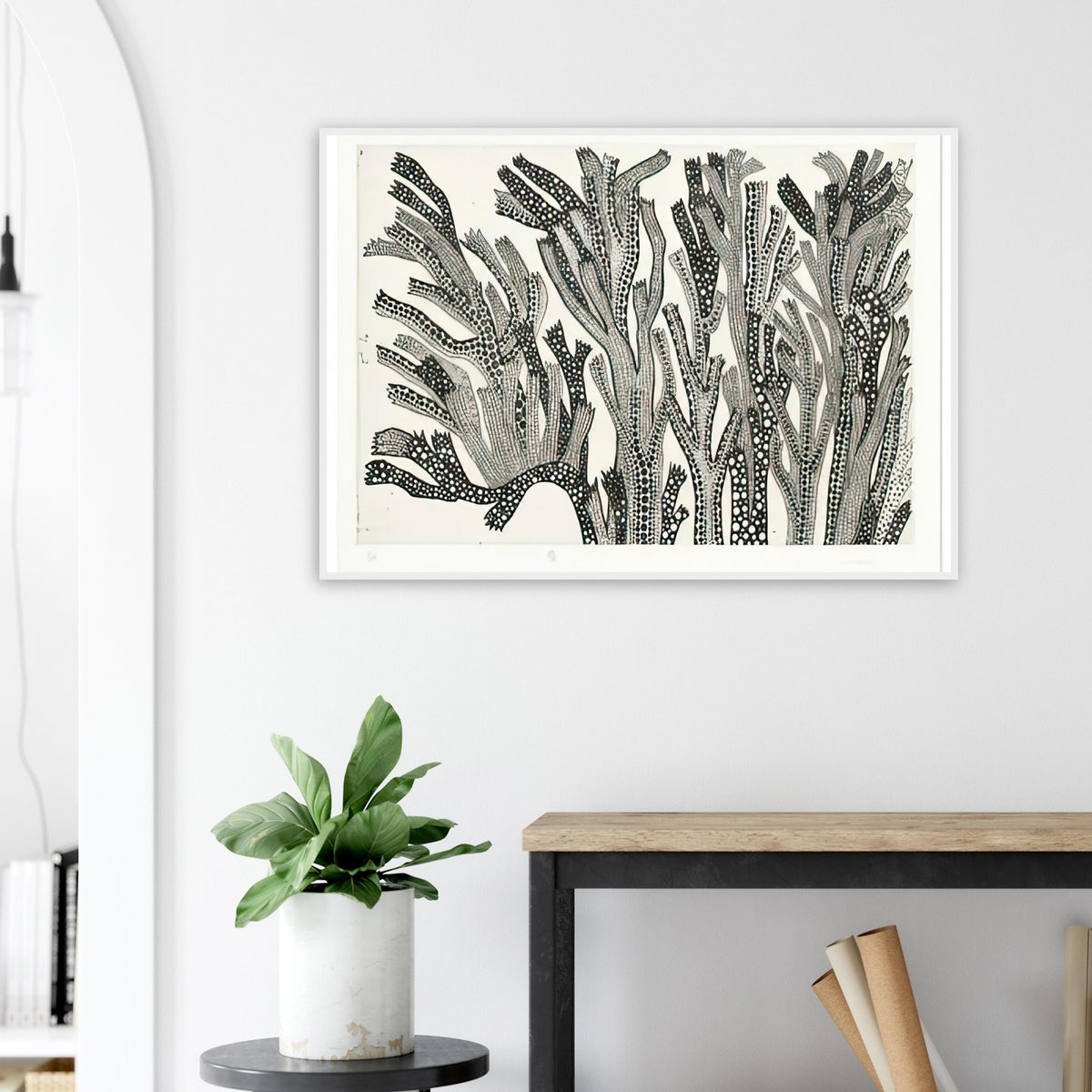 Yayoi Kusama framed print of Spring — spring suggests the renewal of the natural world through a seasonal title rather than a single isolated object