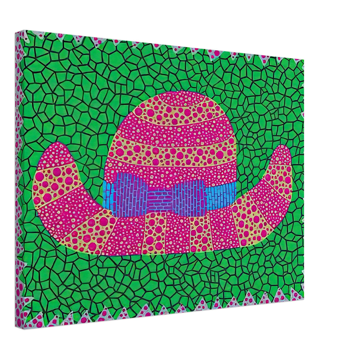 Yayoi Kusama canvas print — Hat II turns an everyday hat into a subject for playful observation, 45x60 cm / 18x24″