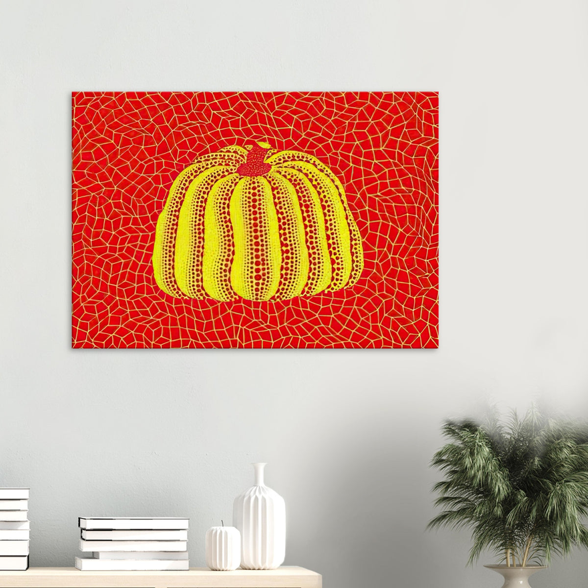 Yayoi Kusama canvas print — Pumpkin Orange presents Kusama’s familiar pumpkin through an explicitly orange variation