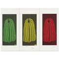Yayoi Kusama poster — Pumpkin 2000 (Set) uses a set treatment to reinterpret one of Kusama’s most affectionate subjects, 15x20 cm / 6x8″