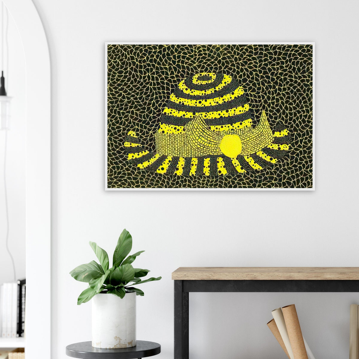 Yayoi Kusama framed print — Hat (3) turns an everyday hat into a subject for playful observation