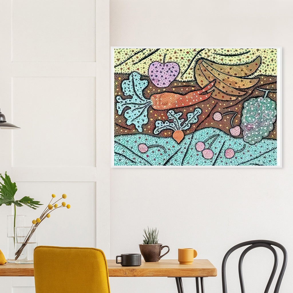 Yayoi Kusama framed print of Standing in the Visionary Field — standing in the Visionary Field belongs to Kusama’s important early printmaking period and combines an imaginative landscape with the visual idea of proliferation
