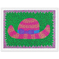 Yayoi Kusama framed print — Hat II turns an everyday hat into a subject for playful observation, white frame, 30x40 cm / 12x16″