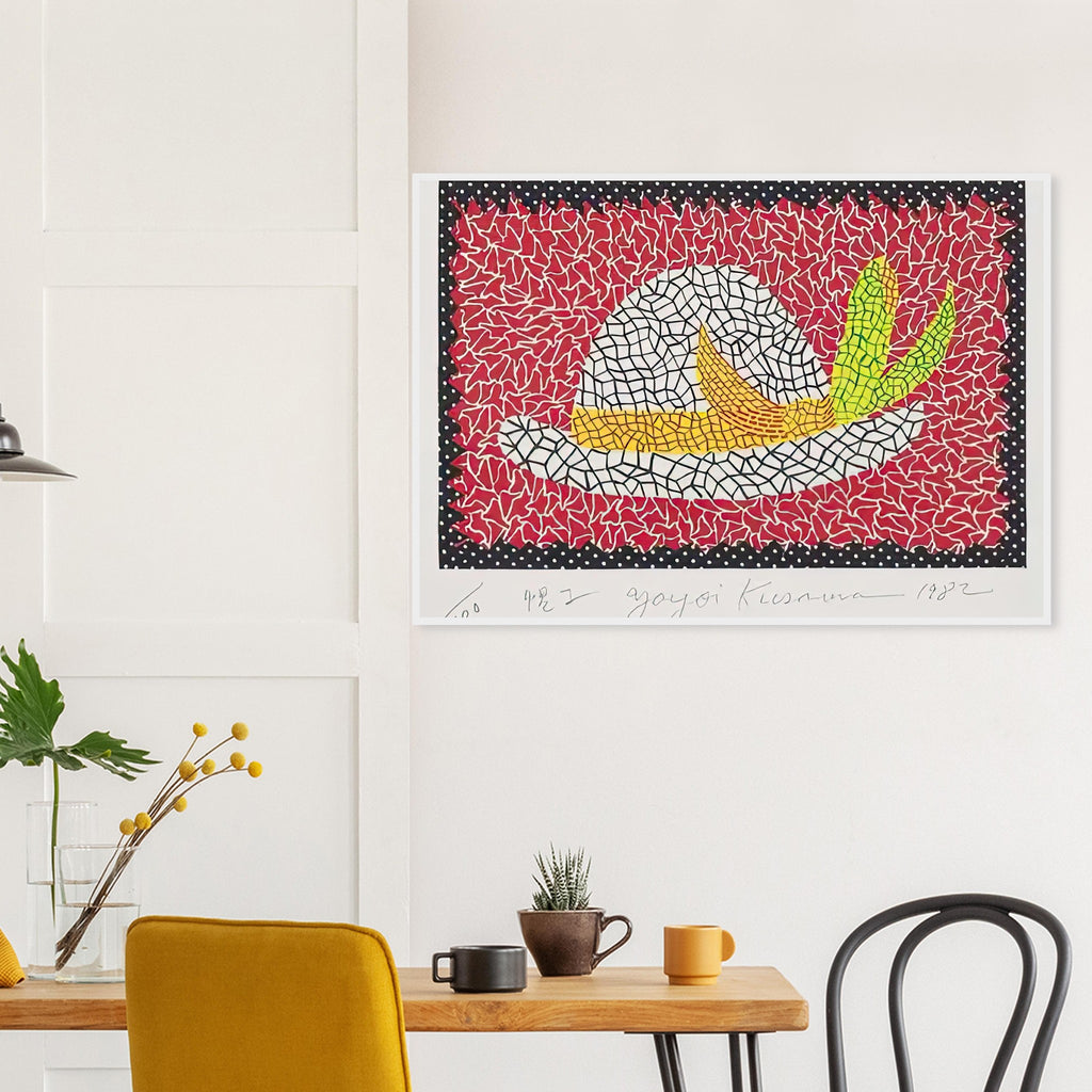Yayoi Kusama framed print — Hat (4) turns an everyday hat into a subject for playful observation
