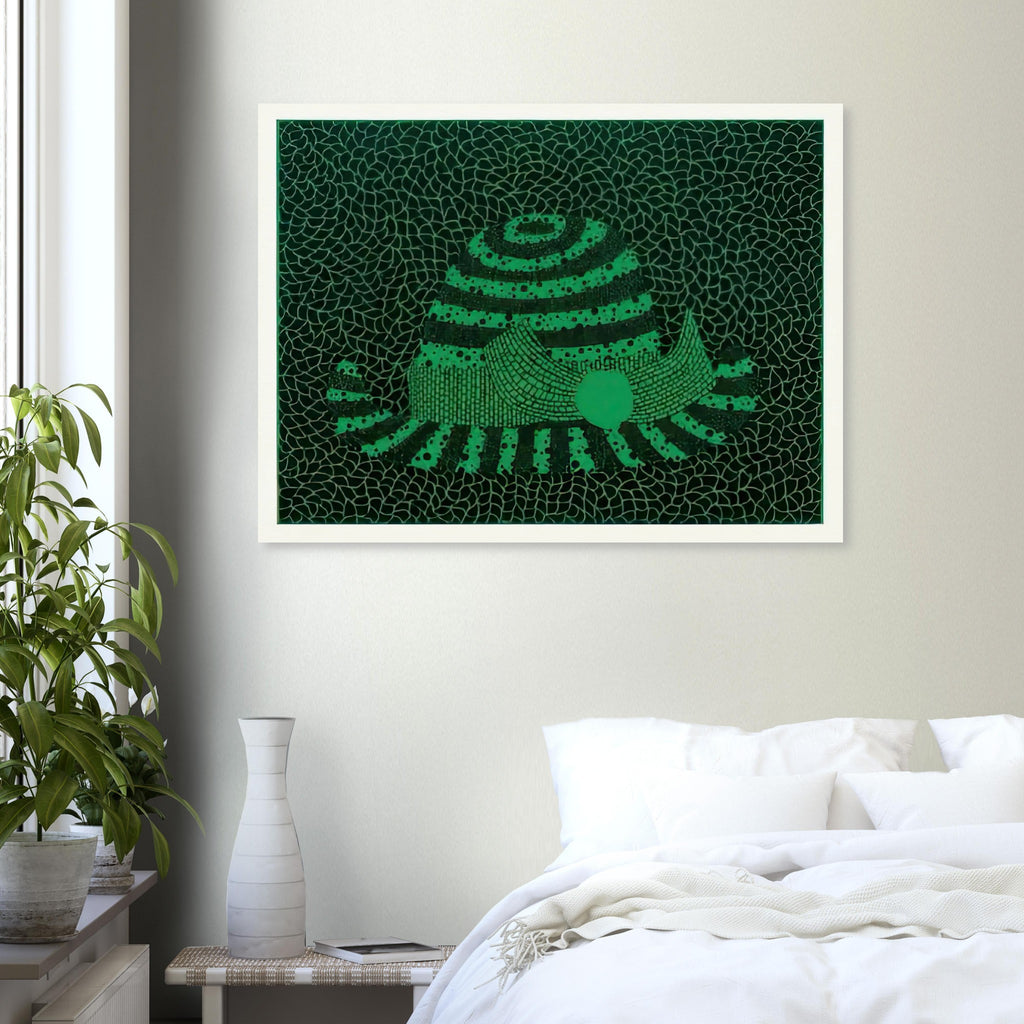 Yayoi Kusama poster — Hat (Green) presents a familiar accessory as an exercise in changing color and graphic character