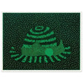 Yayoi Kusama poster — Hat (Green) presents a familiar accessory as an exercise in changing color and graphic character, 15x20 cm / 6x8″