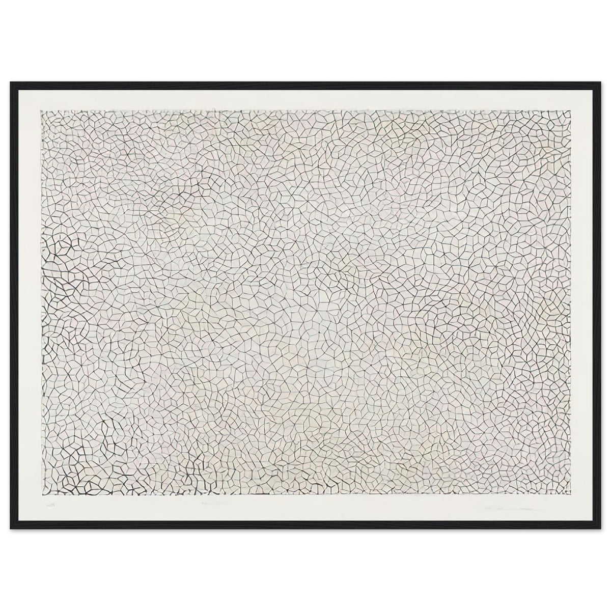 Yayoi Kusama framed print — Infinity Nets (Image 3) explores Kusama’s Infinity Net as a field built from countless repeated marks, black frame, 60x80 cm / 24x32″