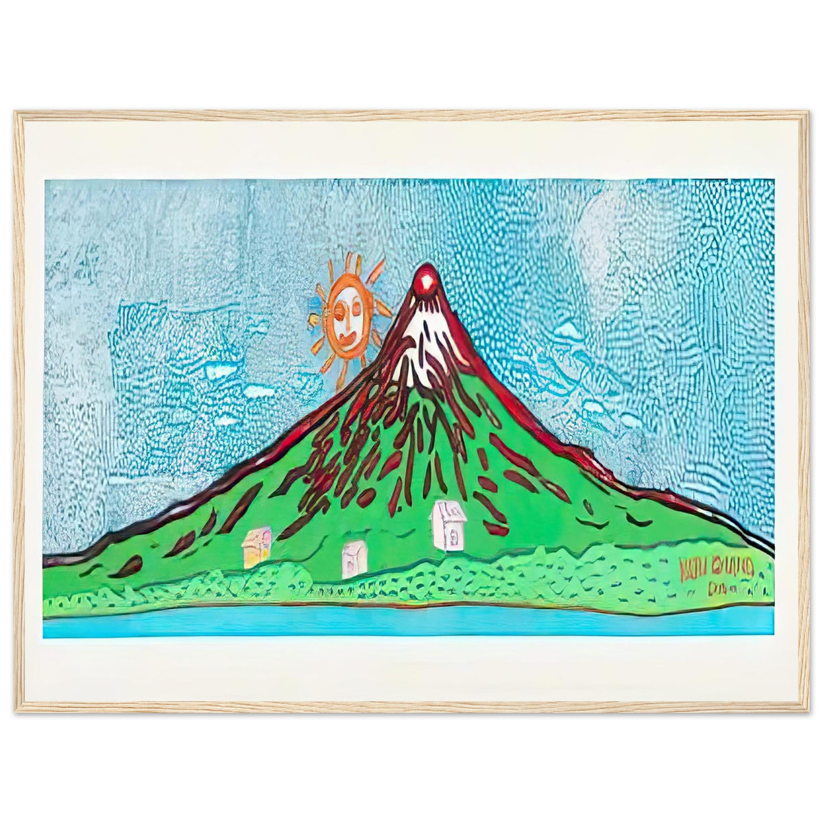 Yayoi Kusama framed print — Mt. Fuji in Seven Colours: All About Mt. Fuji That I Have Loved My Whole Life is, wood frame, 60x80 cm / 24x32″