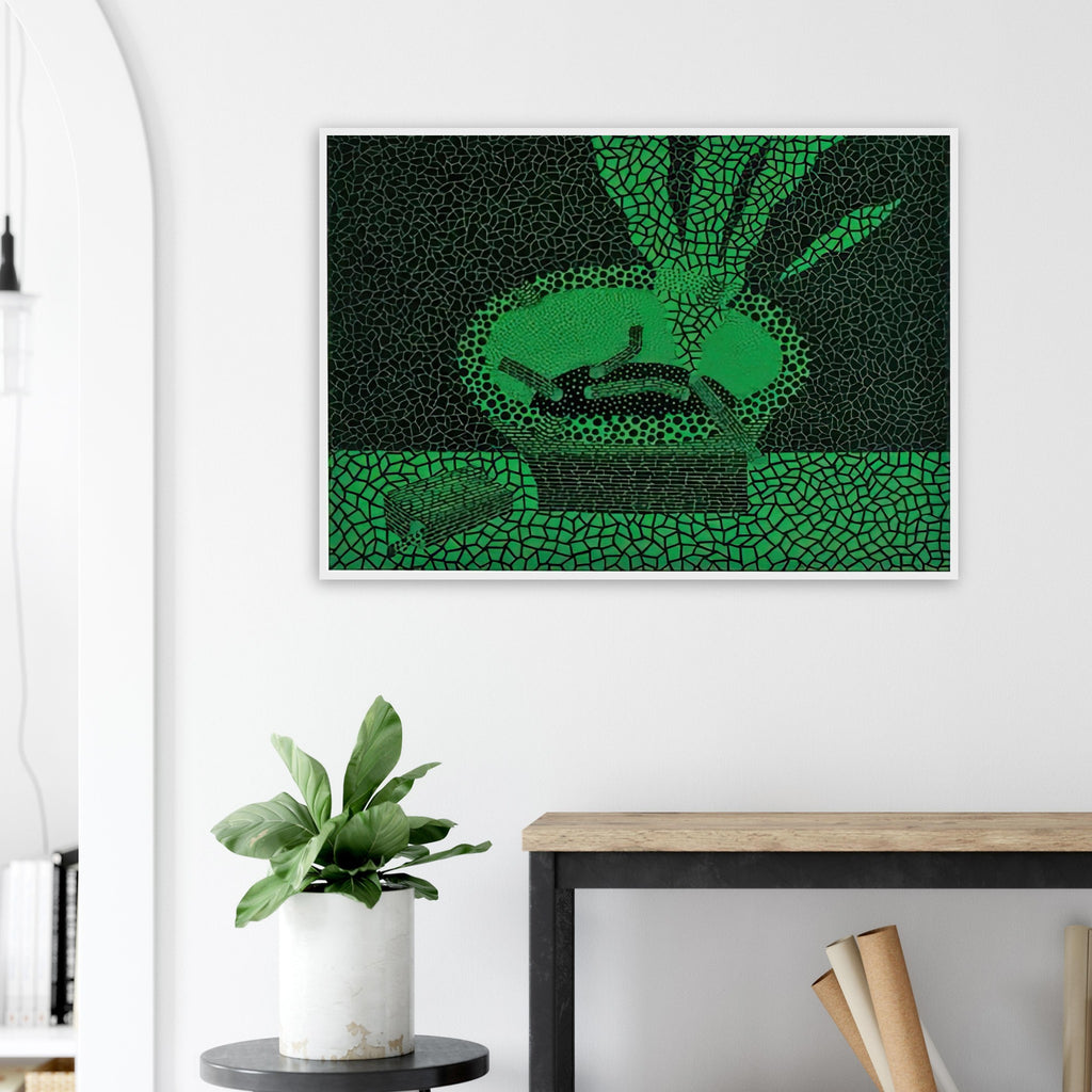 Yayoi Kusama framed print — The familiar outline of an ashtray becomes unexpectedly compelling in this early Kusama still-life subject