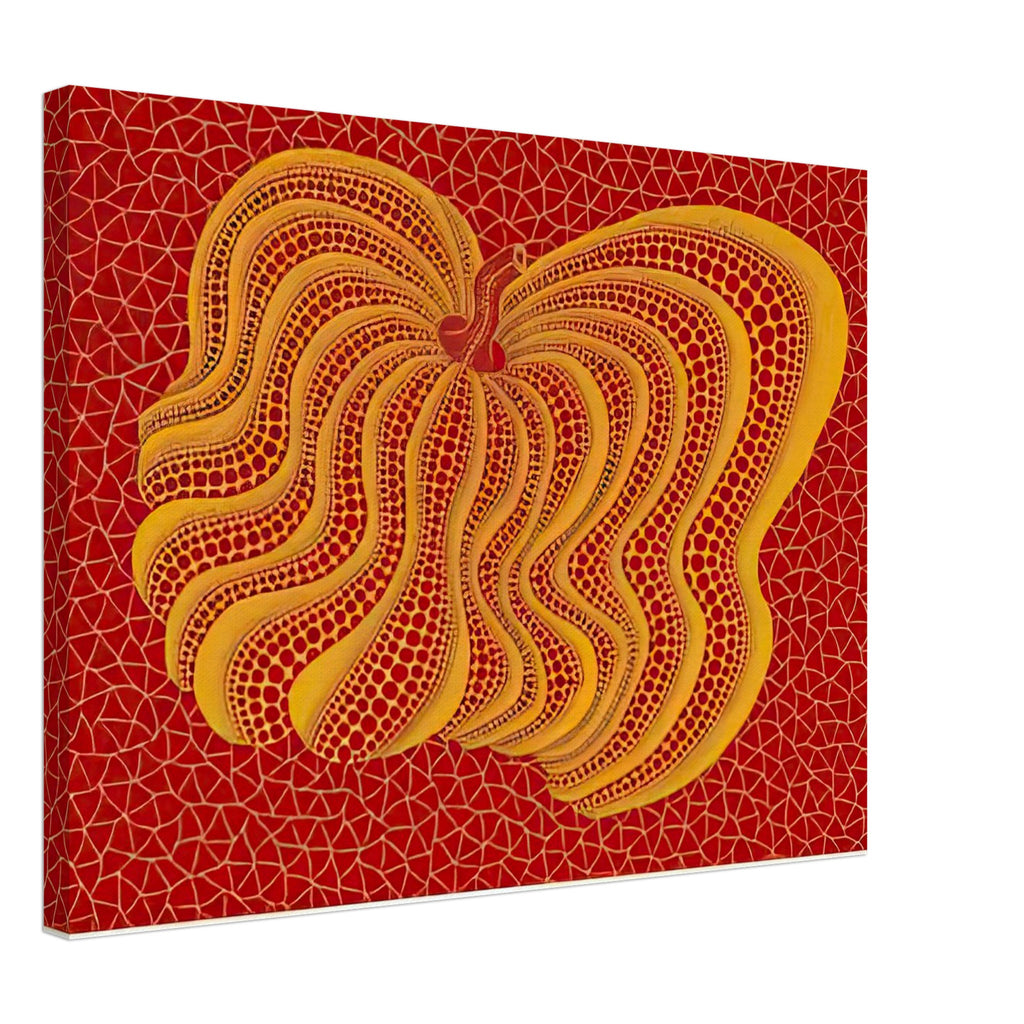 Yayoi Kusama canvas print — Dancing Pumpkin (YOR) [Kusama 321] presents the gourd as a figure in motion, 45x60 cm / 18x24″
