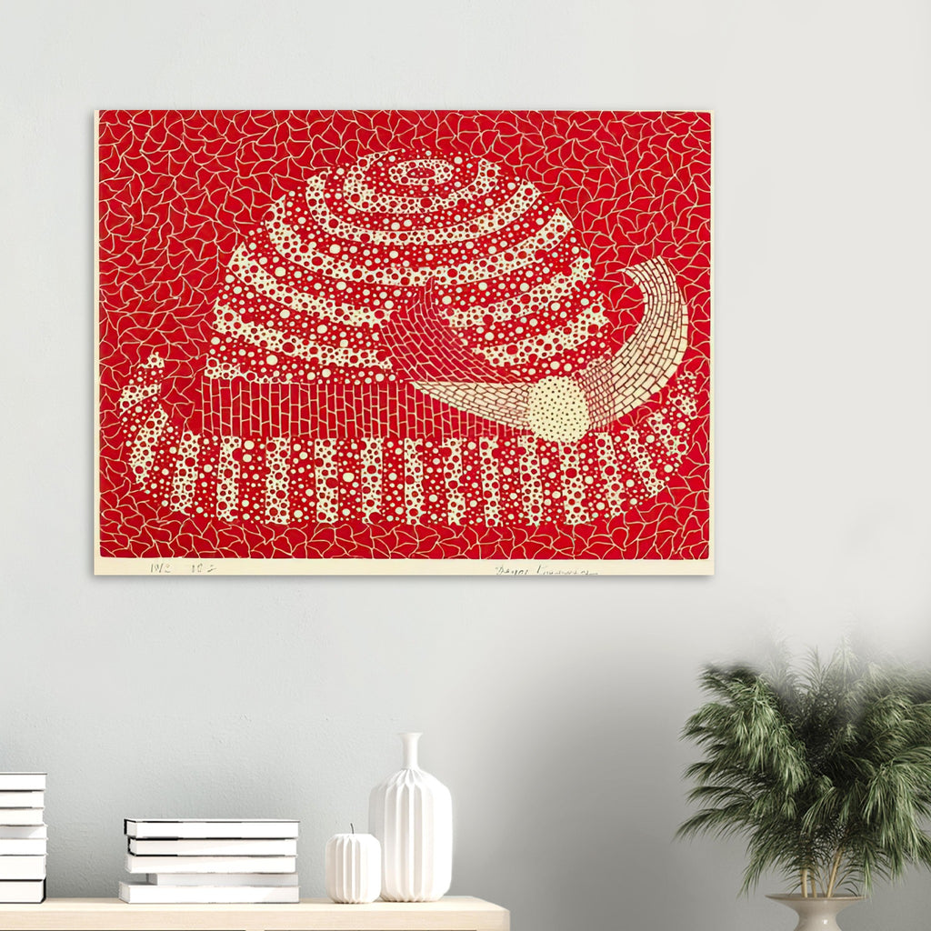 Yayoi Kusama poster — Hat (Red) presents a familiar accessory as an exercise in changing color and graphic character