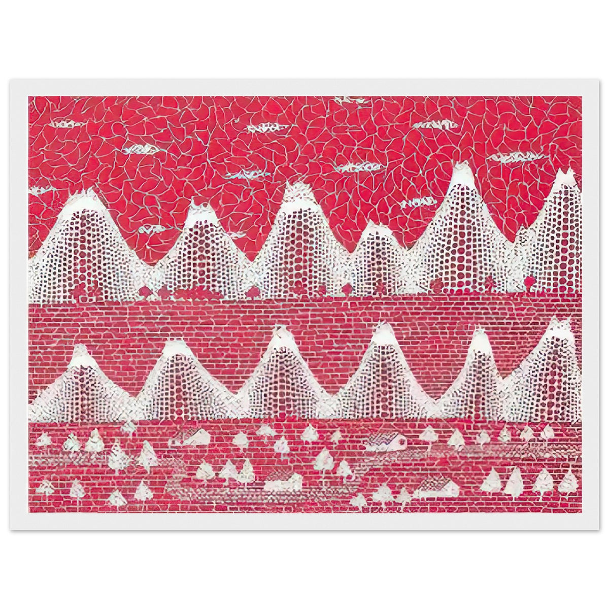 Yayoi Kusama framed print — The Shinano Road refers to a route through a region associated with Kusama’s native Nagano Prefecture, white frame, 30x40 cm / 12x16″