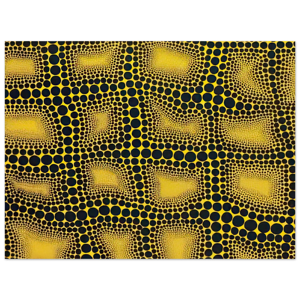 Yayoi Kusama poster — Town introduces a built environment into Kusama’s range of natural and domestic subjects, 15x20 cm / 6x8″